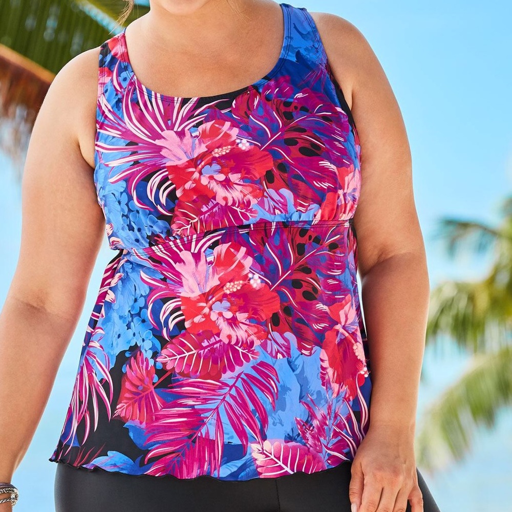 Swimsuits For All Strappy Back Tankini Top, 18